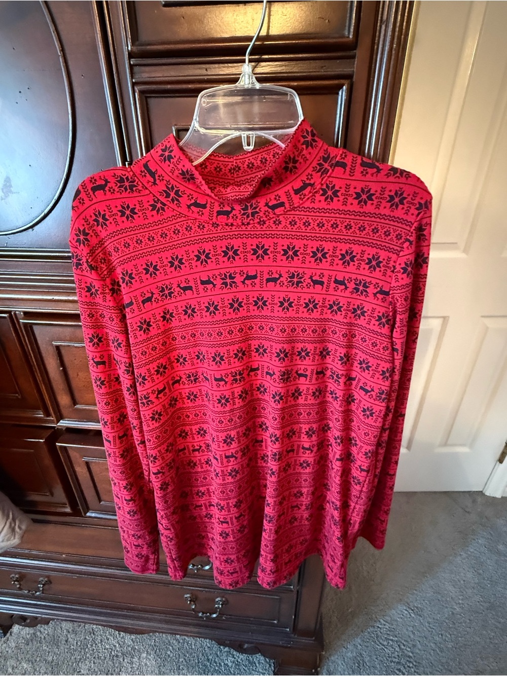 Karen Scott Red and Black Long Sleeve Turtleneck Tee size M